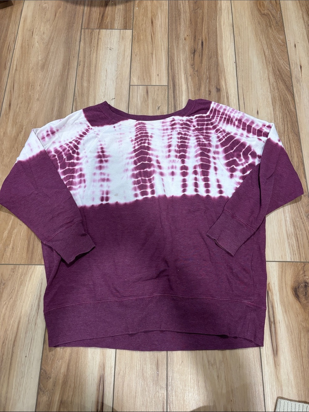 Tie-Dye Dolman Sweater Top - Wine/White